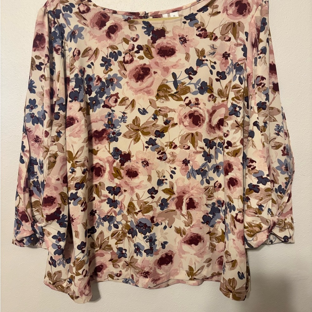 Elegant Floral Women's Blouse with Bow Sleeve